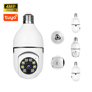 OEM Tuya Smart Indoor 4MP IP Wifi Wireless Cctv Camera 360 Degree Ai CC Light Bulb Camera Home Night Vision Bulb Security Camera