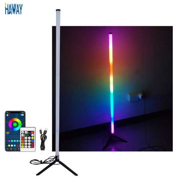 USB DC5V Modern Smart Colourful LED RGB Atmosphere Floor Tube Light With Remote Control